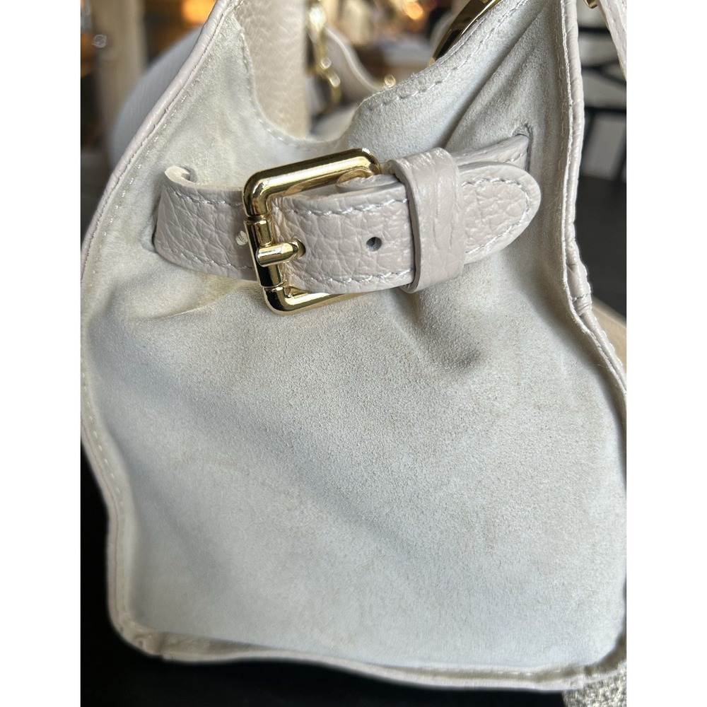 NEW Anna Paola Italian Leather‎ Handbag Ivory/latte Shoulder Bag Removable Strap - Picture 5 of 7